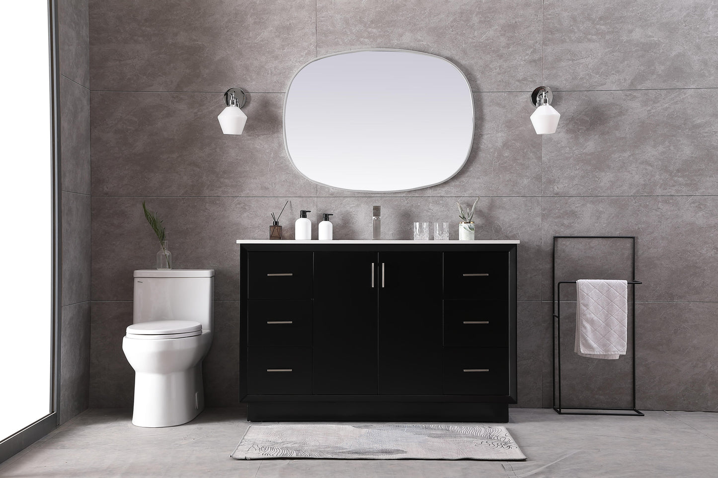 54 Inch Single Bathroom Vanity in Black - BC2405435BK