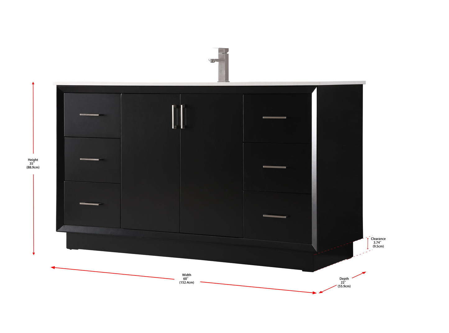 60 Inch Single Bathroom Vanity in Black - BC2406035BK