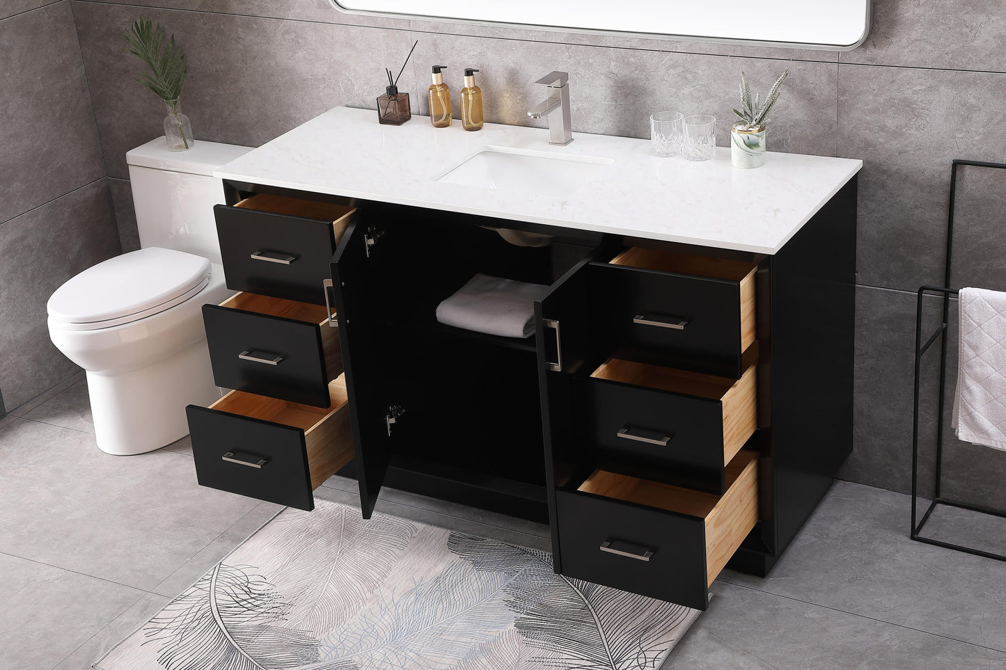 60 Inch Single Bathroom Vanity in Black - BC2406035BK