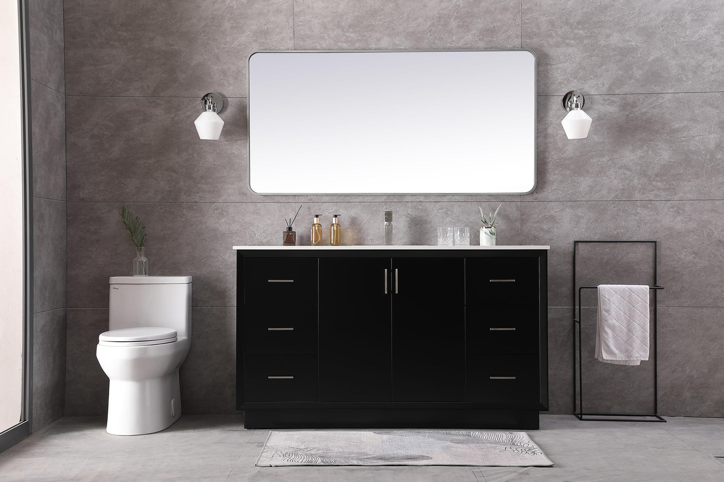 60 Inch Single Bathroom Vanity in Black - BC2406035BK