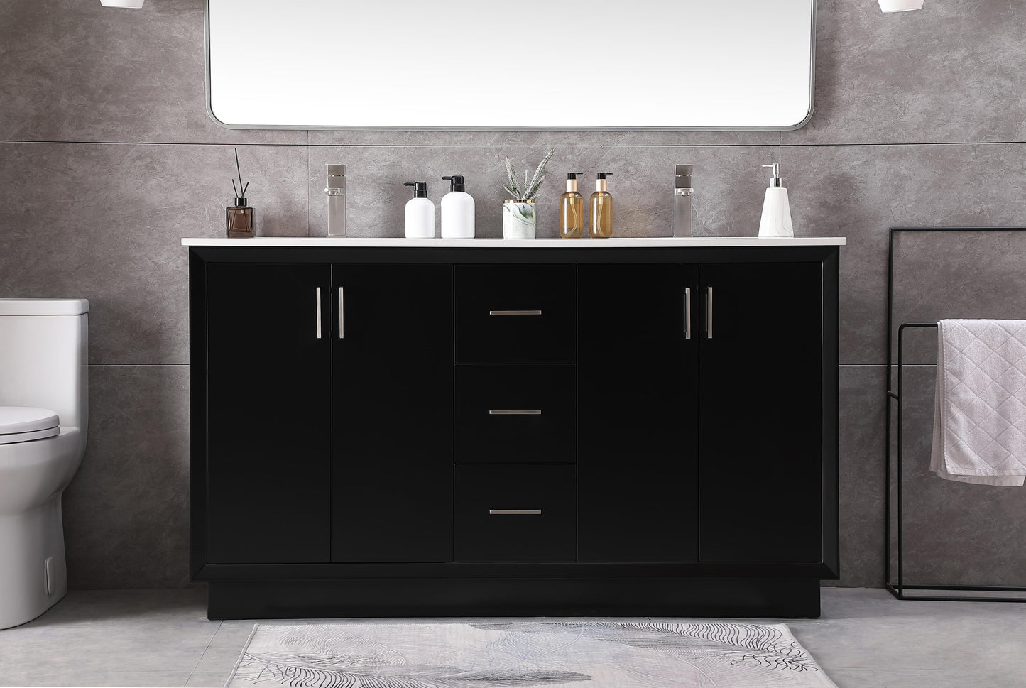 60 Inch Double Bathroom Vanity in Black - BC240D6035BK