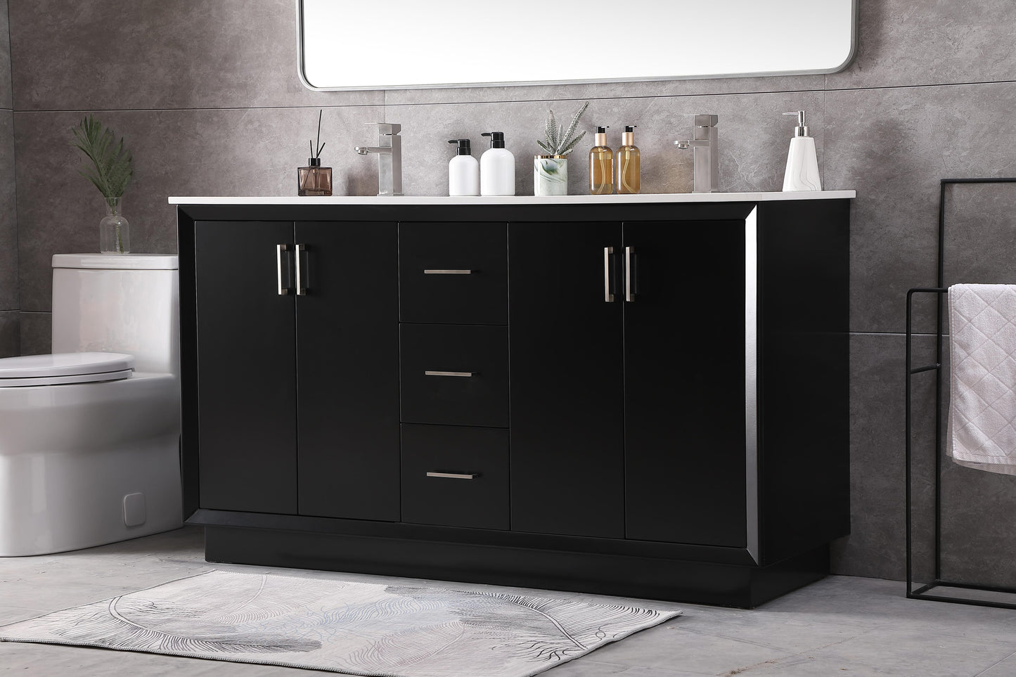 60 Inch Double Bathroom Vanity in Black - BC240D6035BK