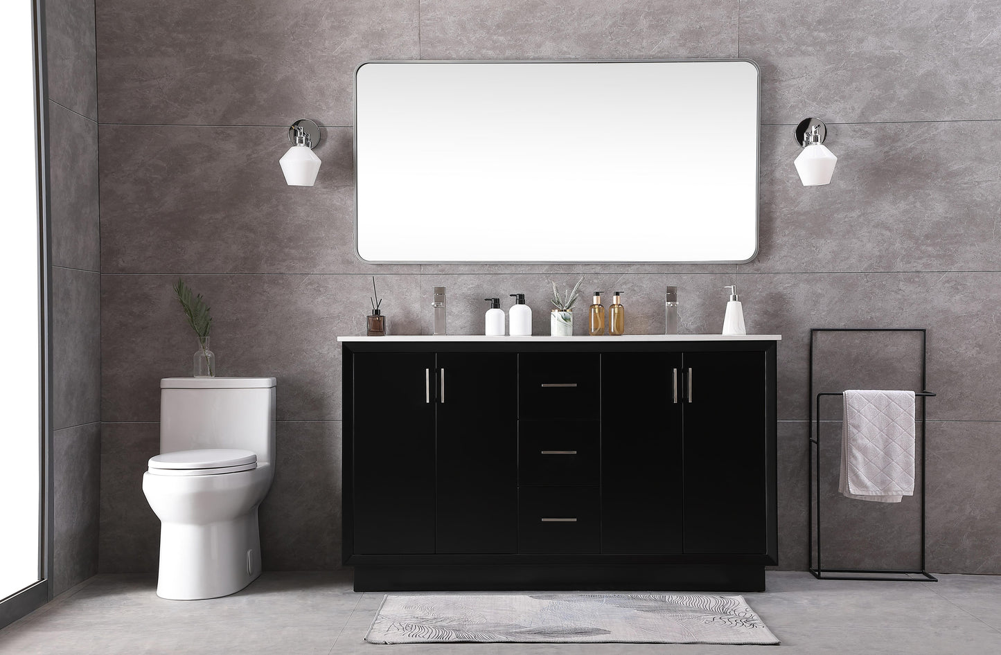 60 Inch Double Bathroom Vanity in Black - BC240D6035BK