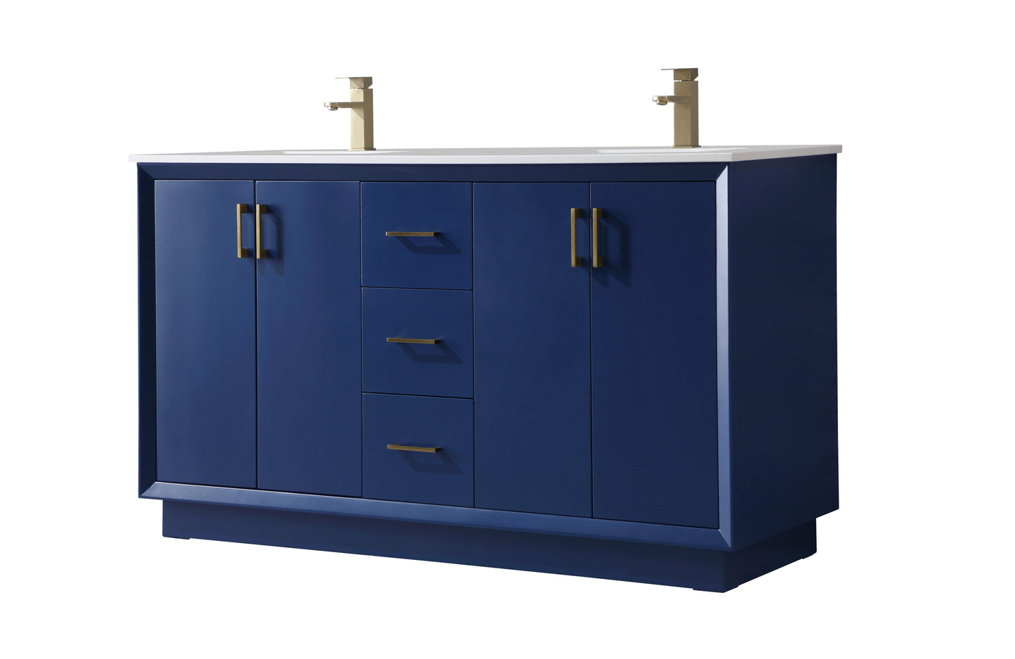 60 Inch Double Bathroom Vanity in Blue - BC240D6035BL