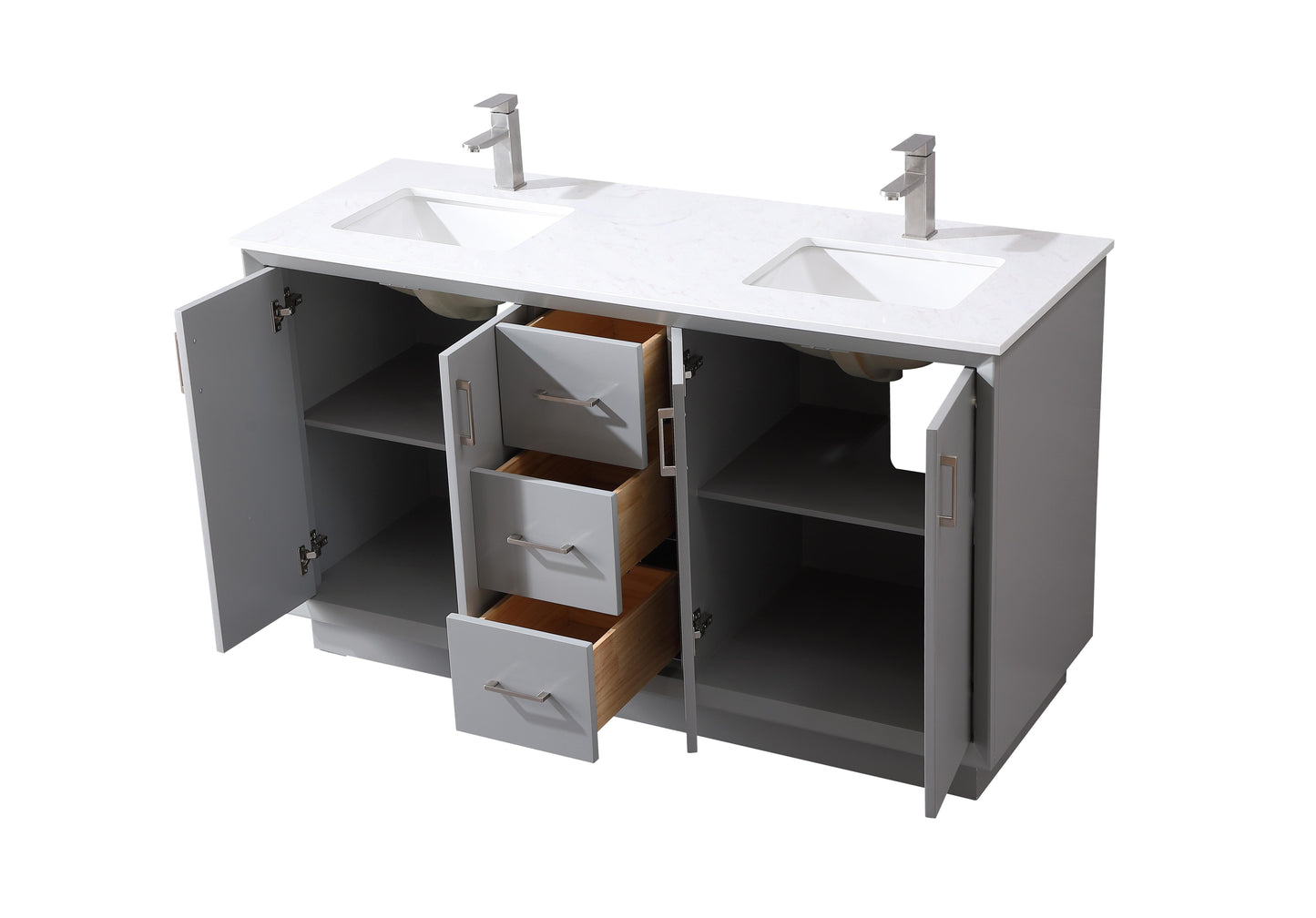 60 Inch Double Bathroom Vanity in Grey - BC240D6035GR