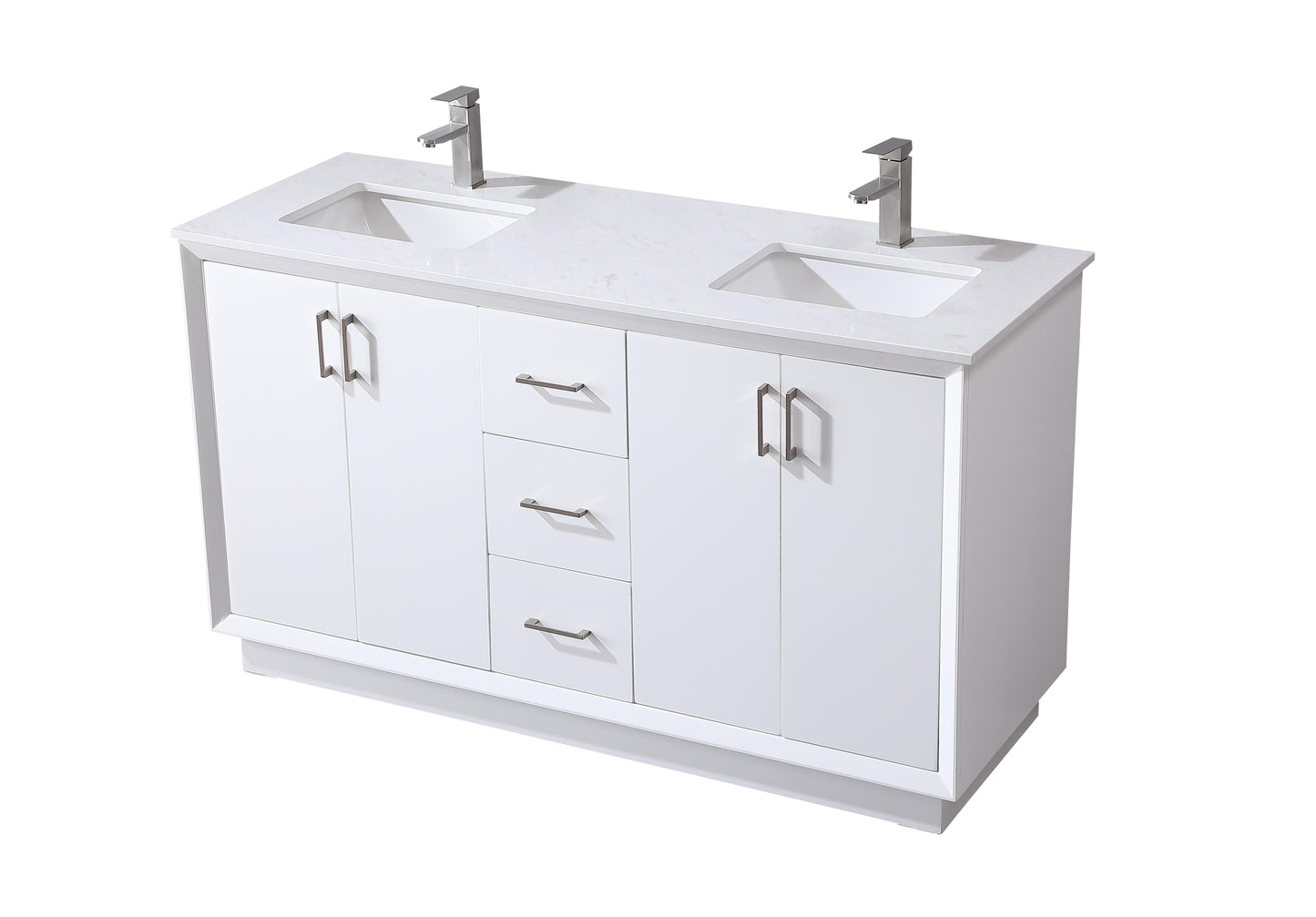 60 Inch Double Bathroom Vanity in White - BC240D6035WH