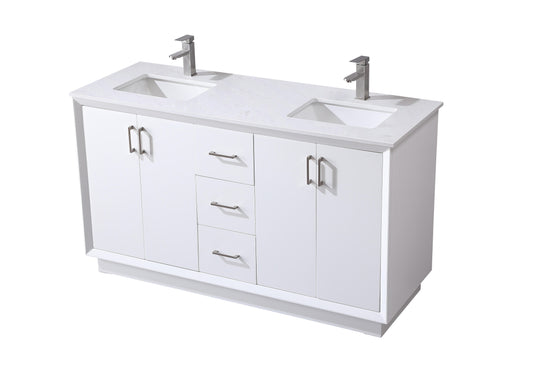 60 Inch Double Bathroom Vanity in White - BC240D6035WH