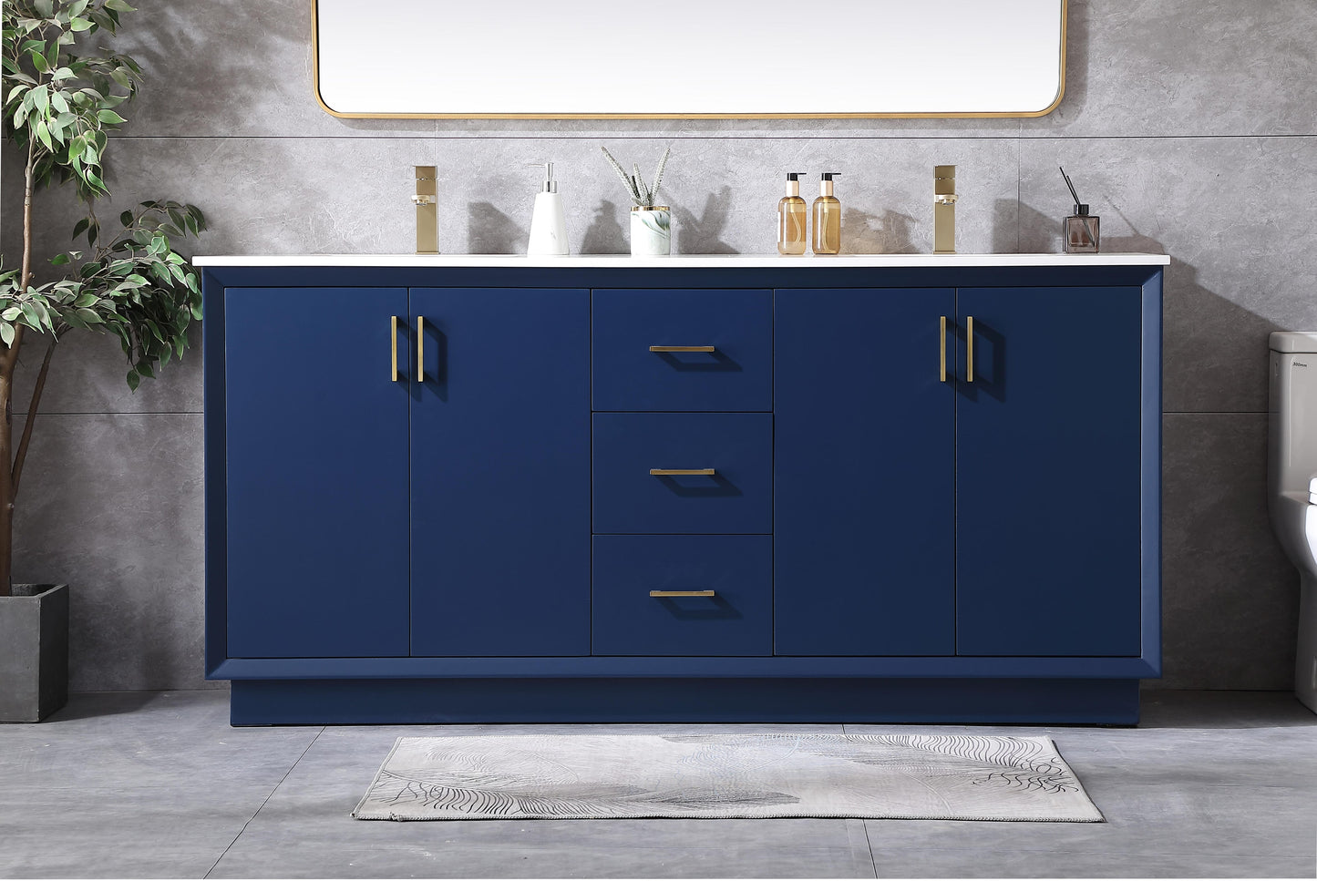 72 Inch Double Bathroom Vanity in Blue - BC240D7235BL