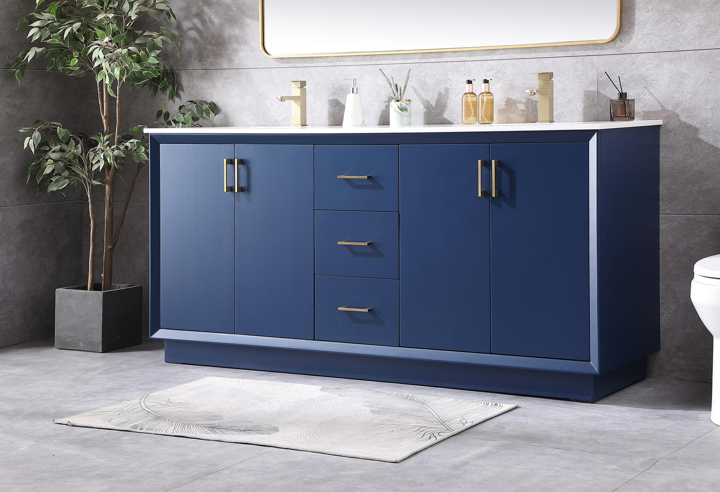 72 Inch Double Bathroom Vanity in Blue - BC240D7235BL