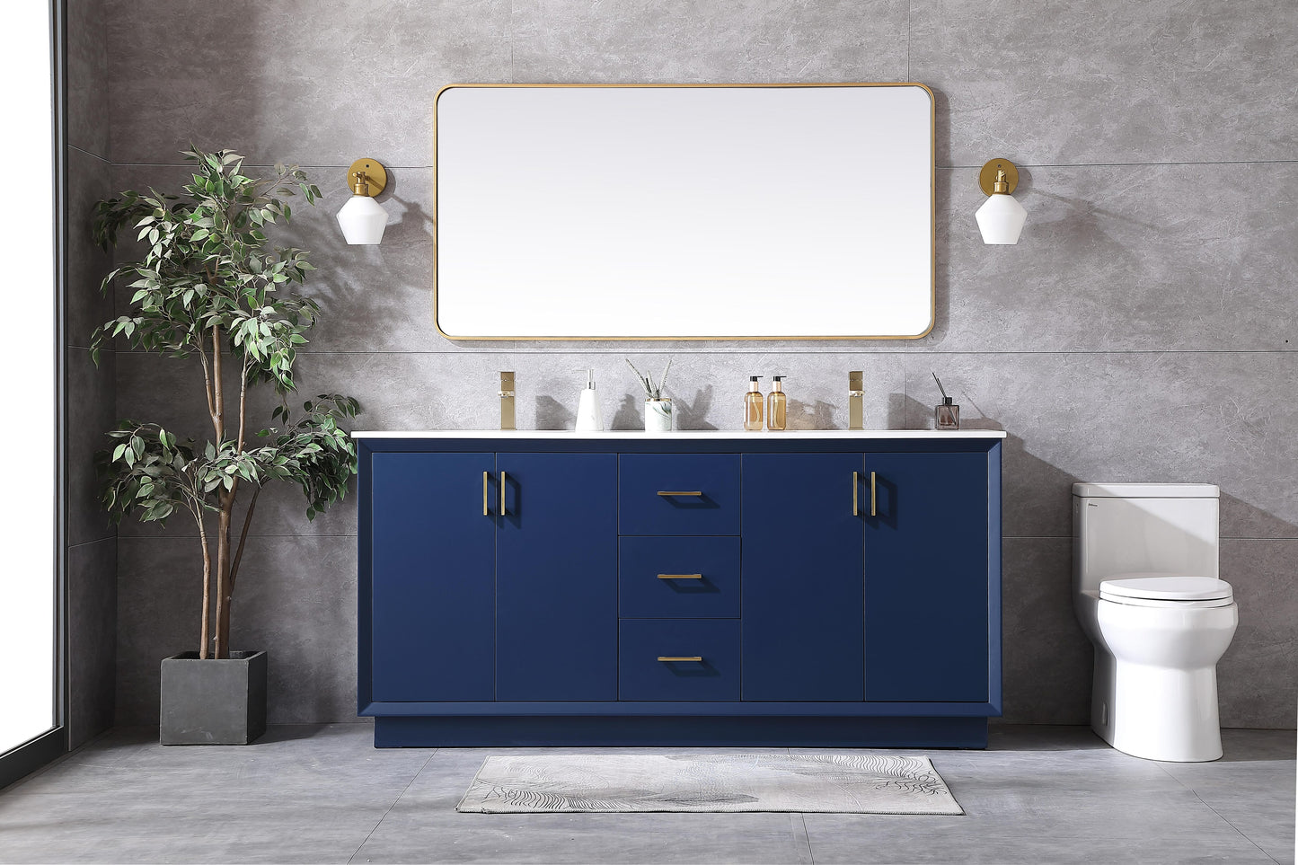 72 Inch Double Bathroom Vanity in Blue - BC240D7235BL