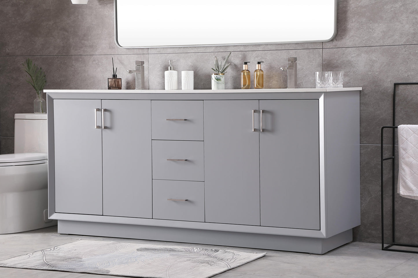 72 Inch Double Bathroom Vanity in Grey - BC240D7235GR