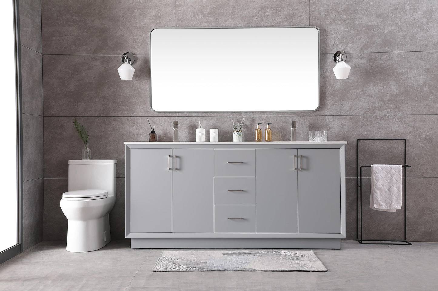 72 Inch Double Bathroom Vanity in Grey - BC240D7235GR