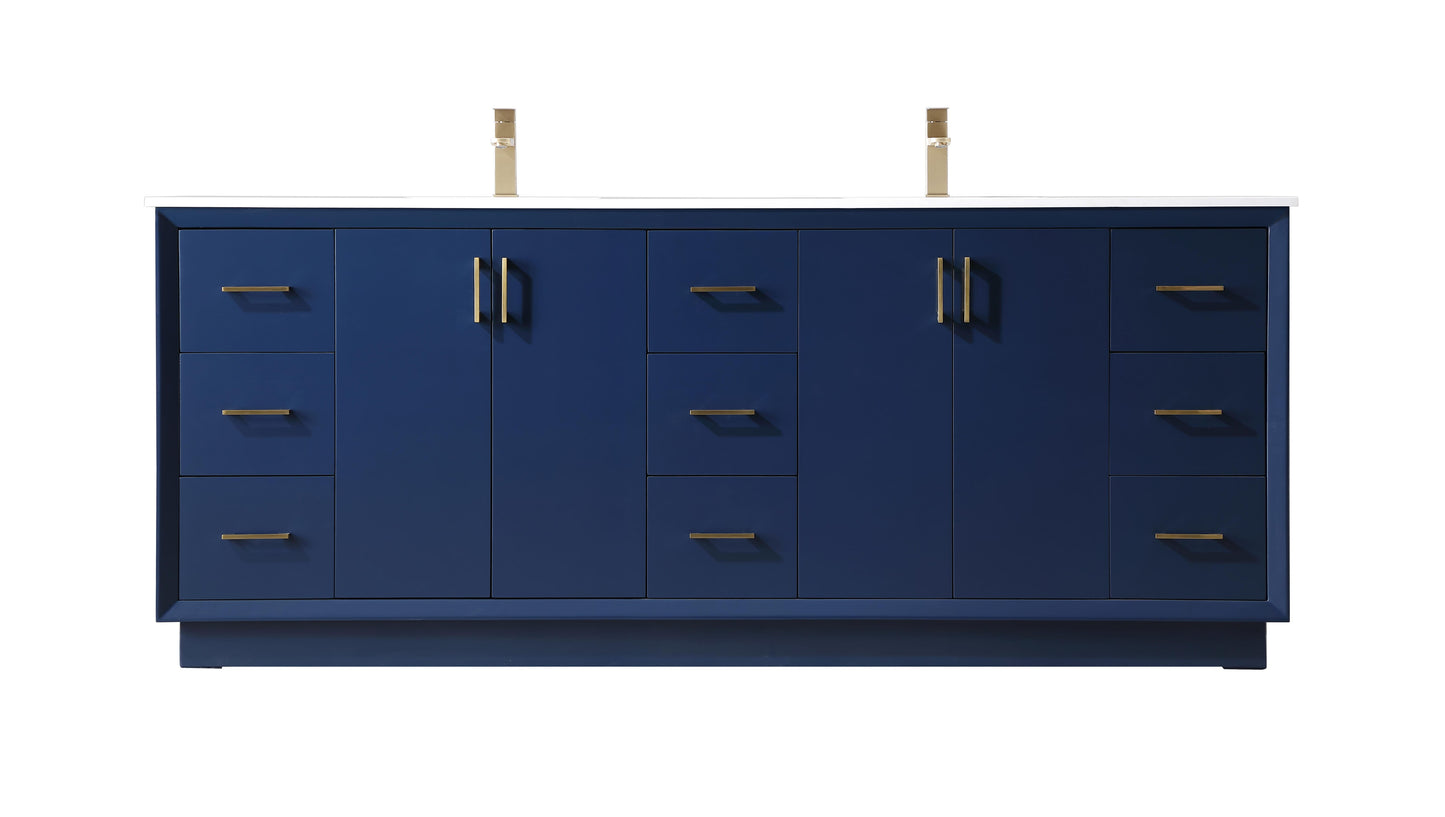 84 Inch Double Bathroom Vanity in Blue - BC240D8435BL