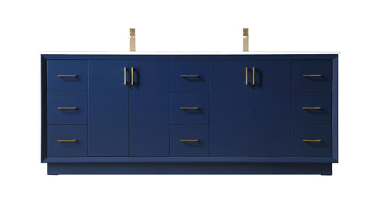 84 Inch Double Bathroom Vanity in Blue - BC240D8435BL