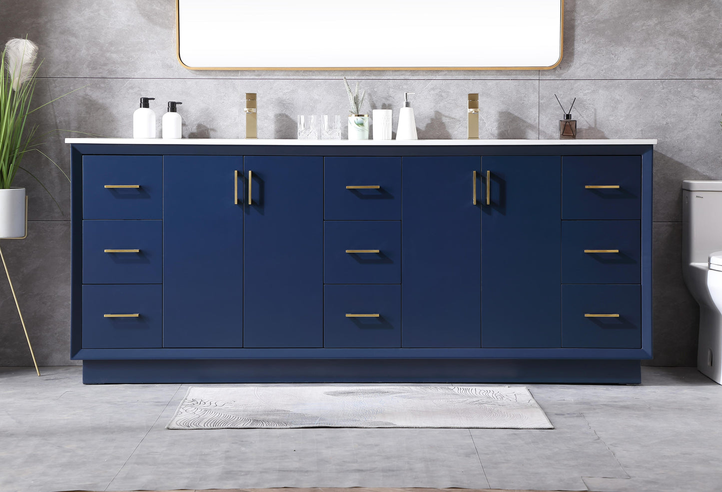 84 Inch Double Bathroom Vanity in Blue - BC240D8435BL