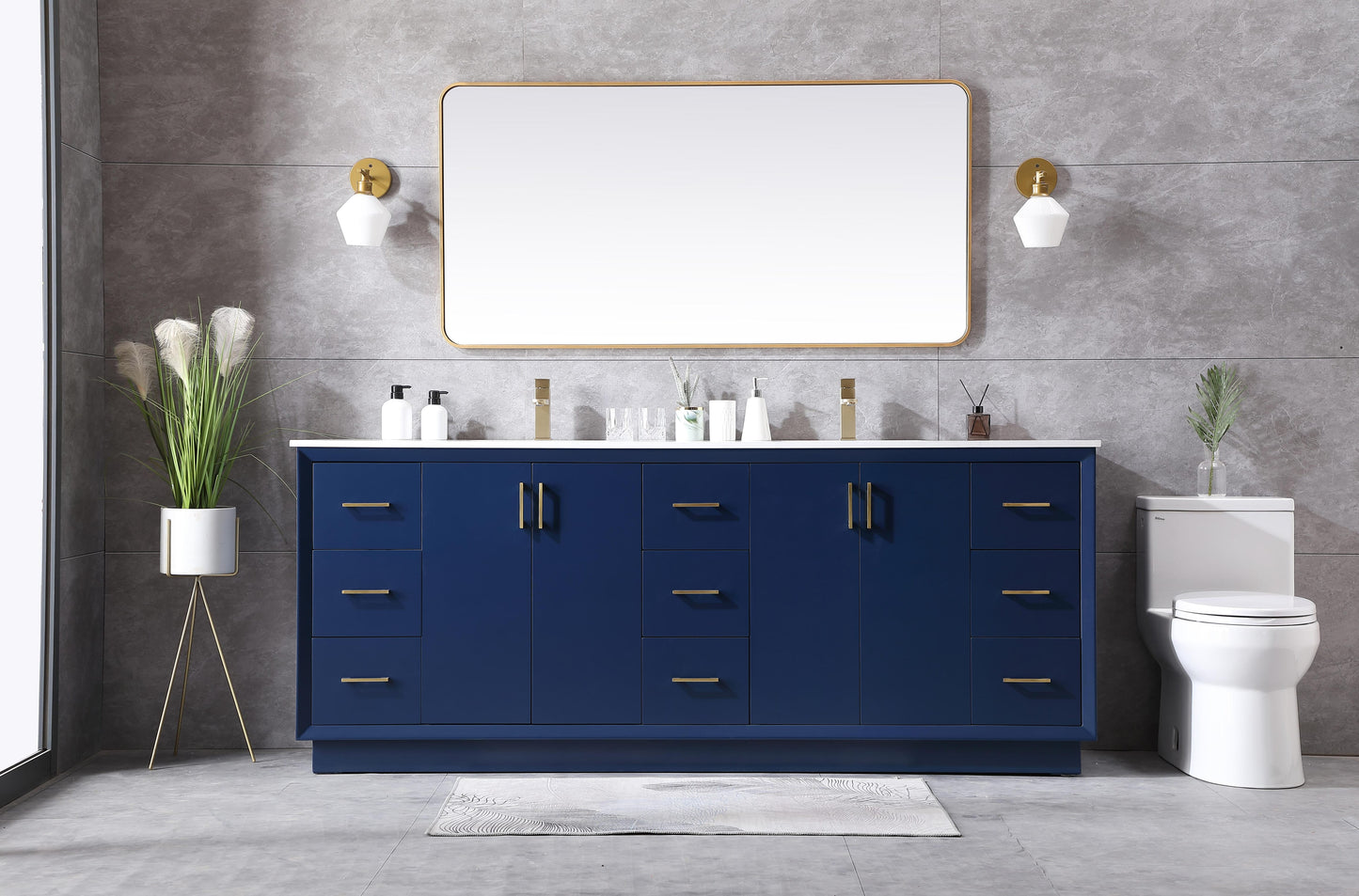 84 Inch Double Bathroom Vanity in Blue - BC240D8435BL