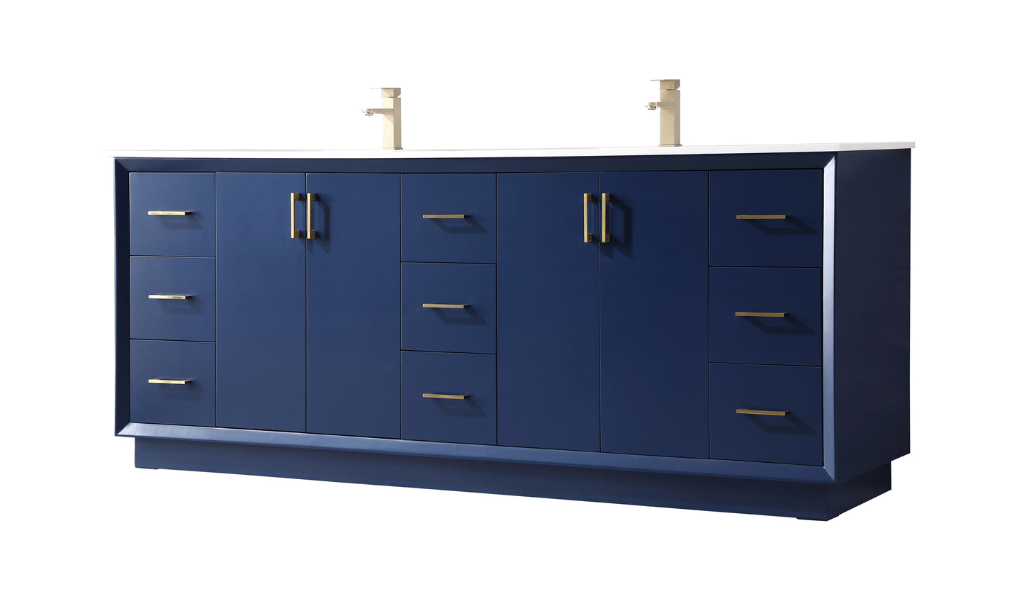 84 Inch Double Bathroom Vanity in Blue - BC240D8435BL