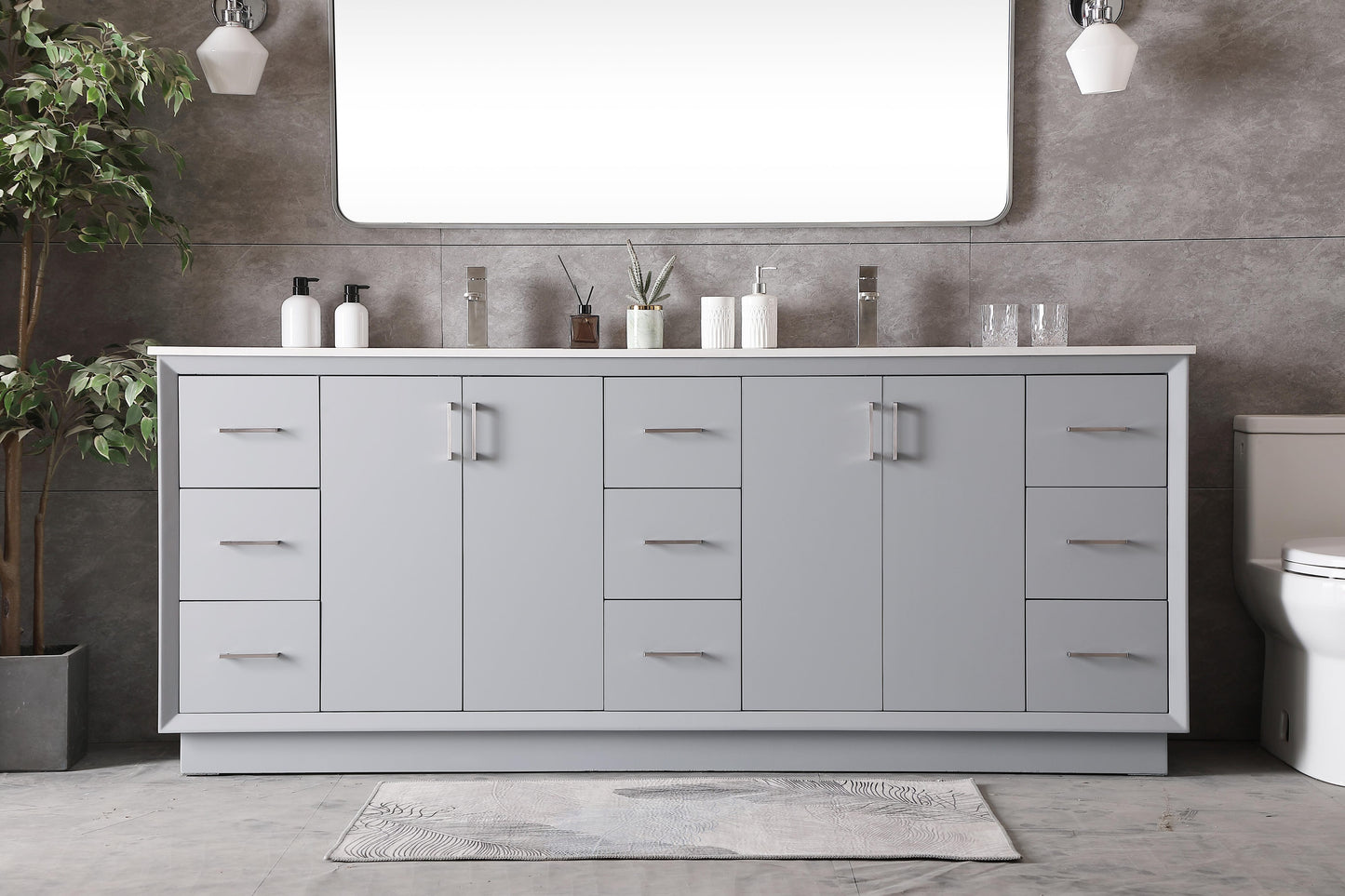 84 Inch Double Bathroom Vanity in Grey - BC240D8435GR