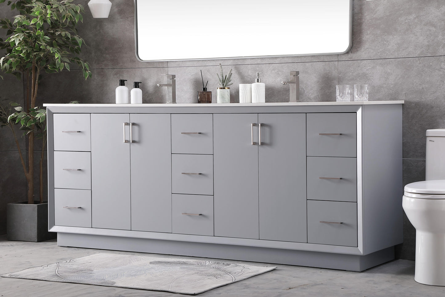 84 Inch Double Bathroom Vanity in Grey - BC240D8435GR