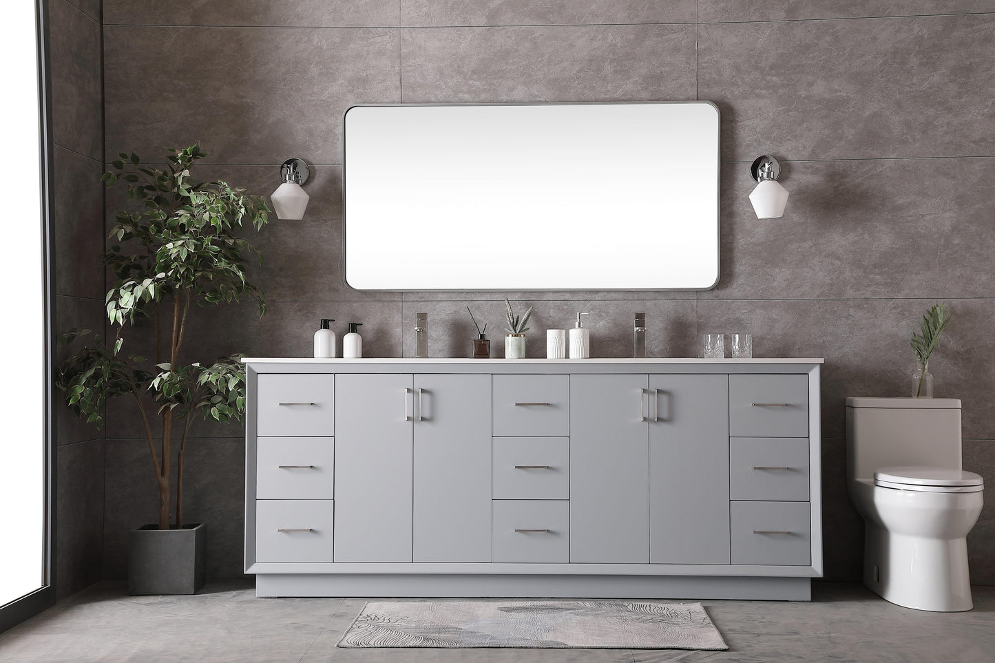 84 Inch Double Bathroom Vanity in Grey - BC240D8435GR