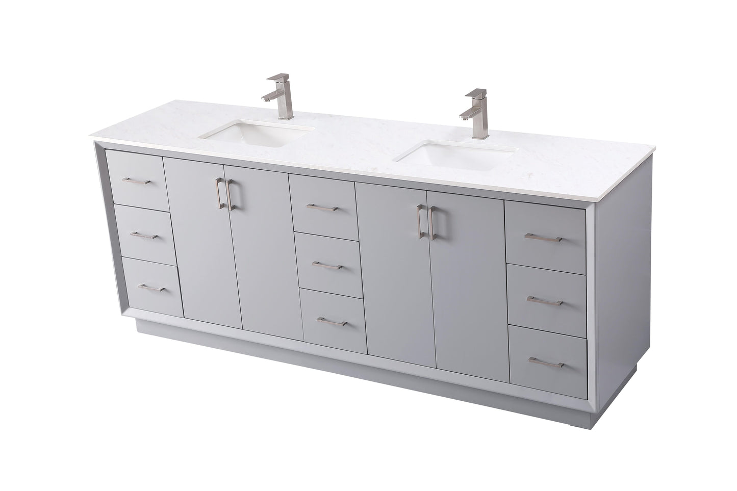 84 Inch Double Bathroom Vanity in Grey - BC240D8435GR