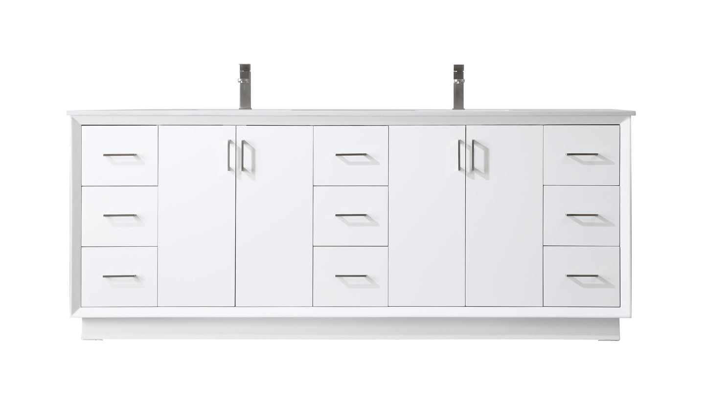 84 Inch Double Bathroom Vanity in White - BC240D8435WH