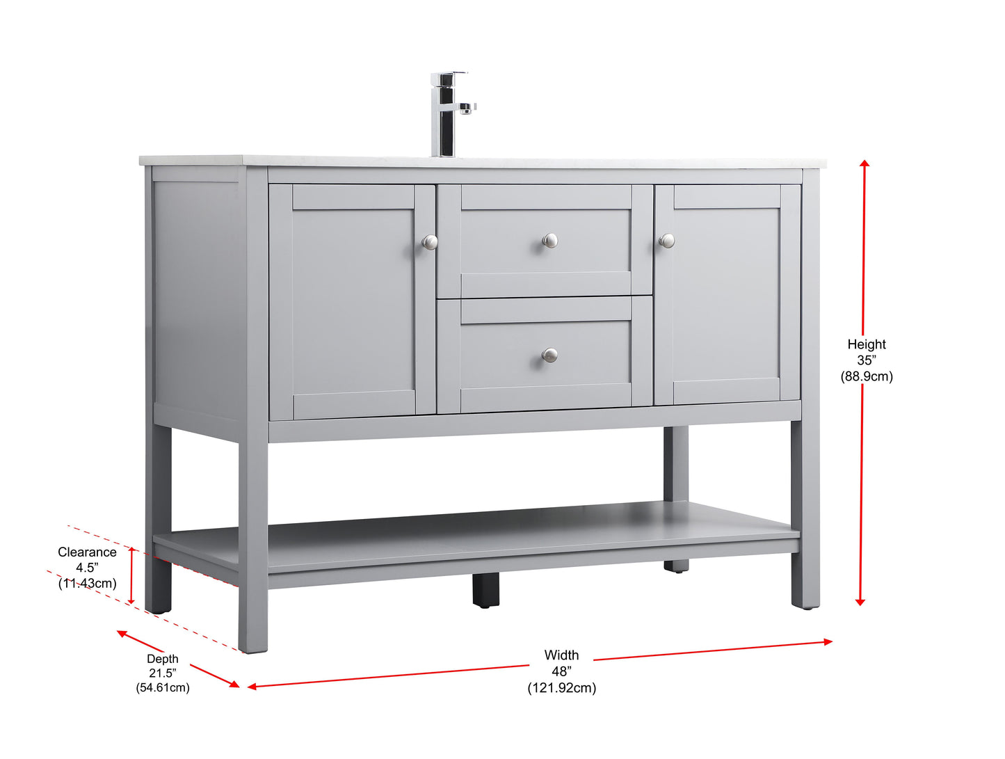 48 Inch Single Bathroom Vanity in Grey - BC2504835GR