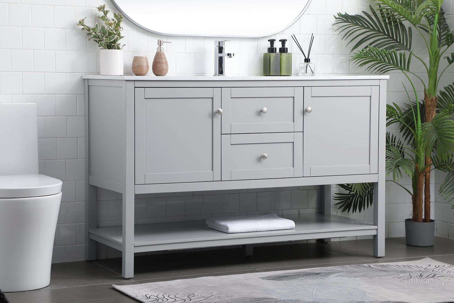 54 Inch Single Bathroom Vanity in Grey - BC2505435GR