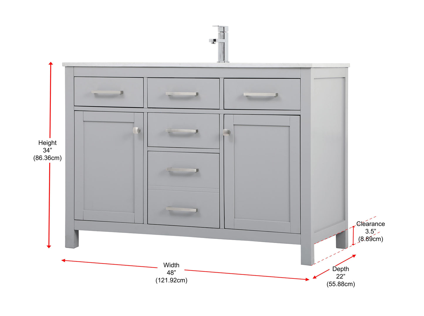 48 Inch Single Bathroom Vanity in Grey - BC2604834GR