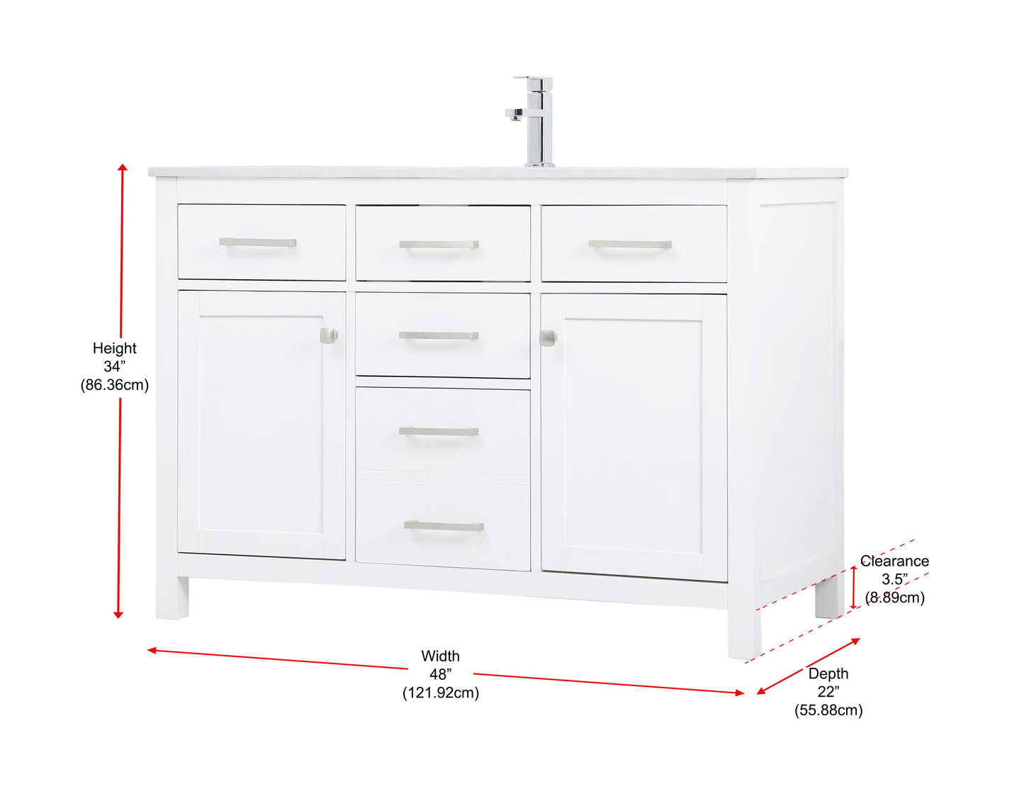 48 Inch Single Bathroom Vanity in White - BC2604834WH