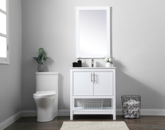 30 Inch Single Bathroom Vanity in White - BC2703034WH