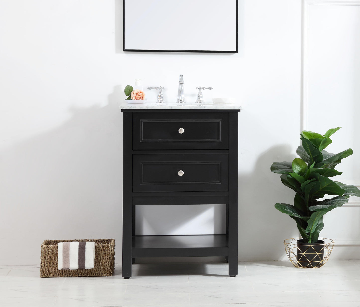 24 in. Single Bathroom Vanity Set in Black - BC2802434BK