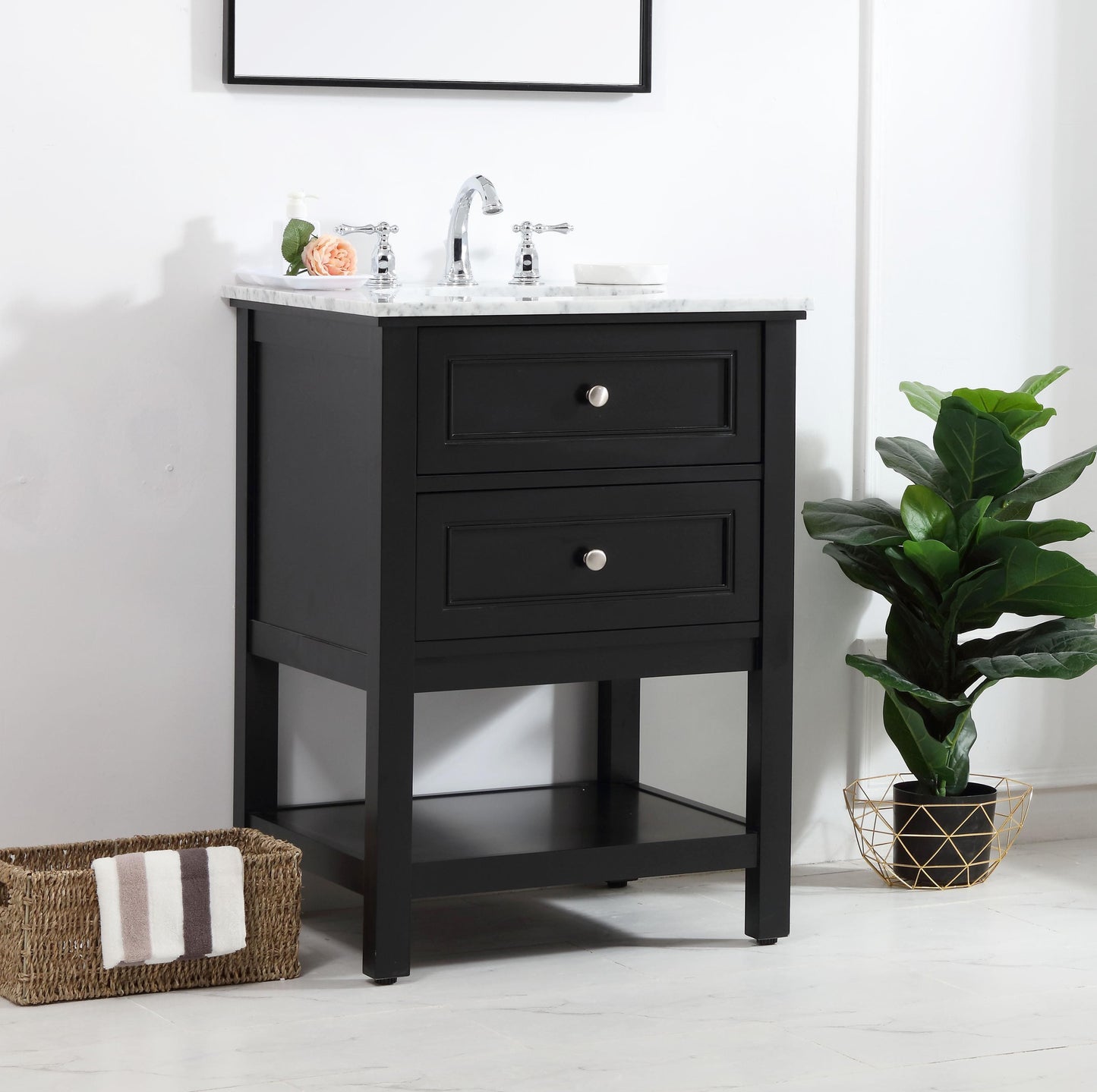 24 in. Single Bathroom Vanity Set in Black - BC2802434BK