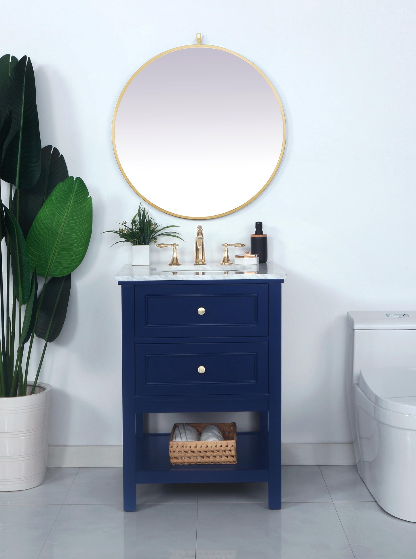 24 inch Single Bathroom Vanity in Blue - BC2802434BL