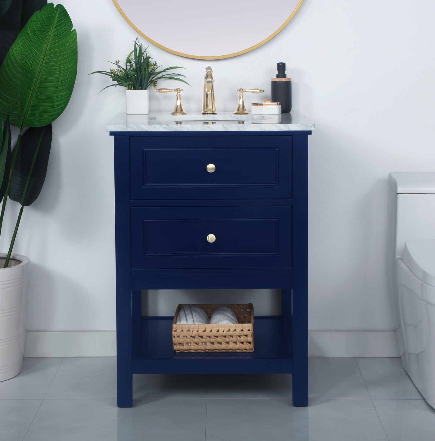 24 inch Single Bathroom Vanity in Blue - BC2802434BL