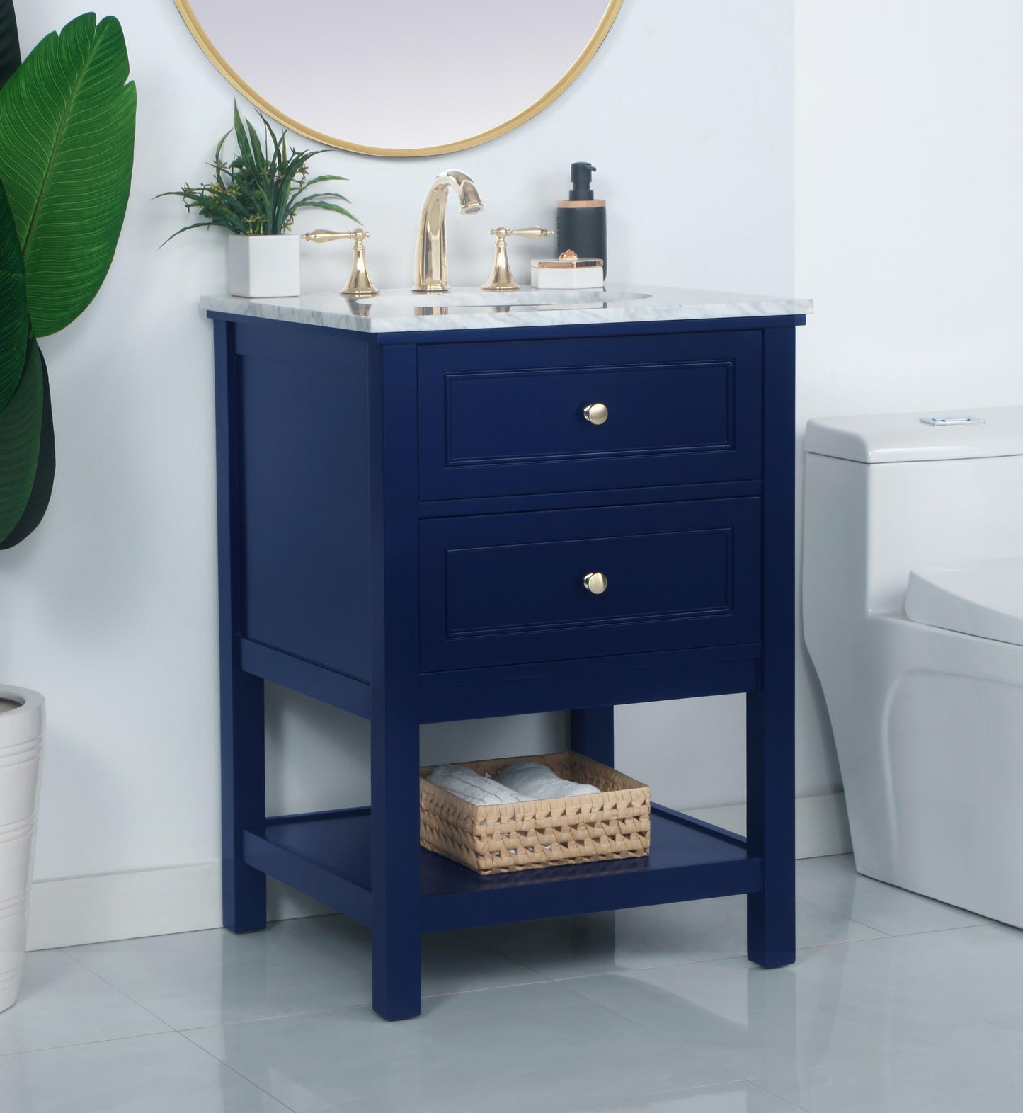 24 inch Single Bathroom Vanity in Blue - BC2802434BL