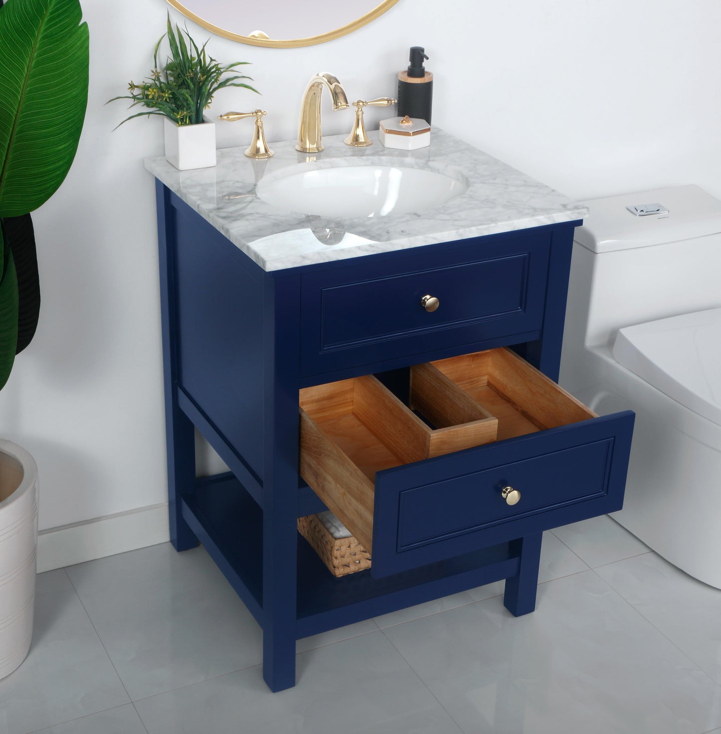 24 inch Single Bathroom Vanity in Blue - BC2802434BL