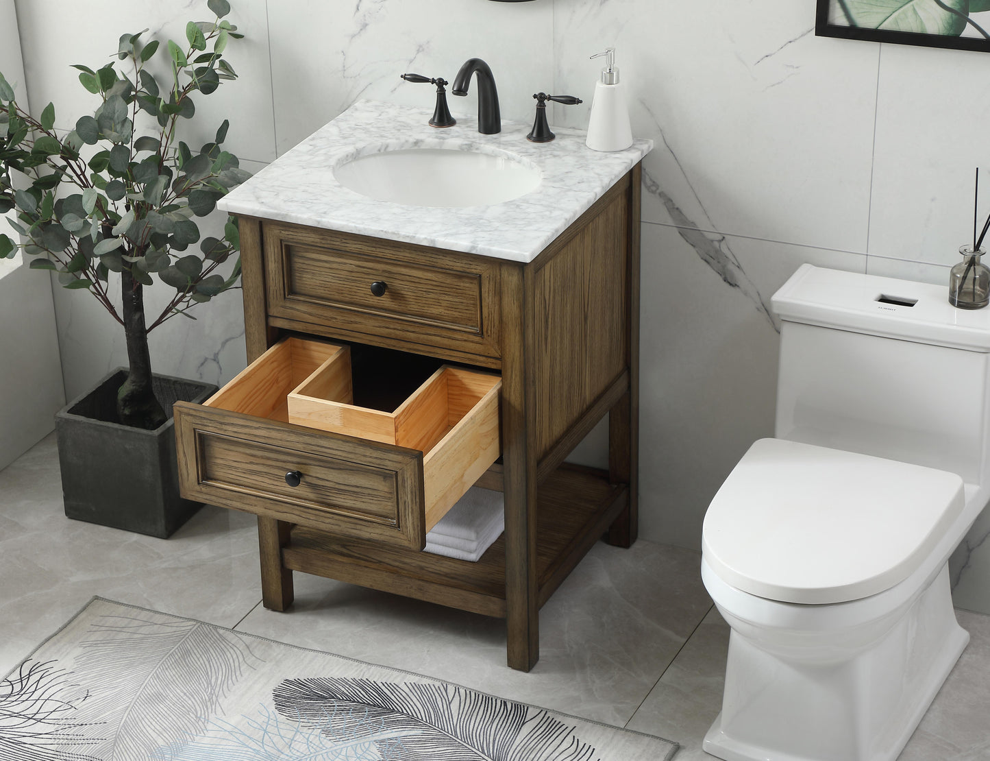 24 inch Single Bathroom Vanity in Driftwood - BC2802434DW