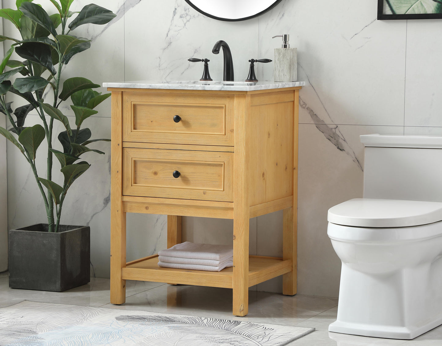 24 inch Single Bathroom Vanity in Natural Wood - BC2802434NW