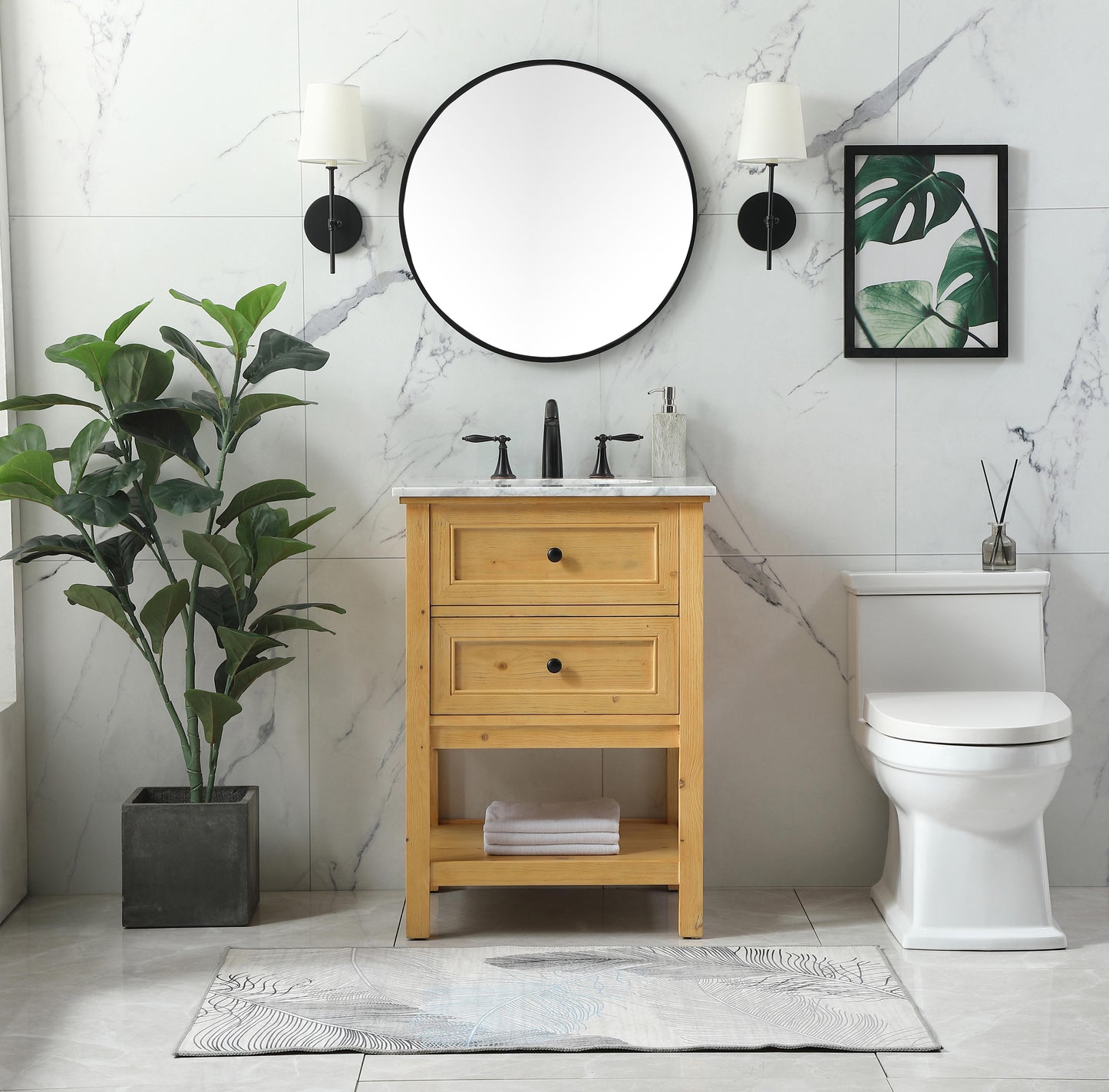 24 inch Single Bathroom Vanity in Natural Wood - BC2802434NW