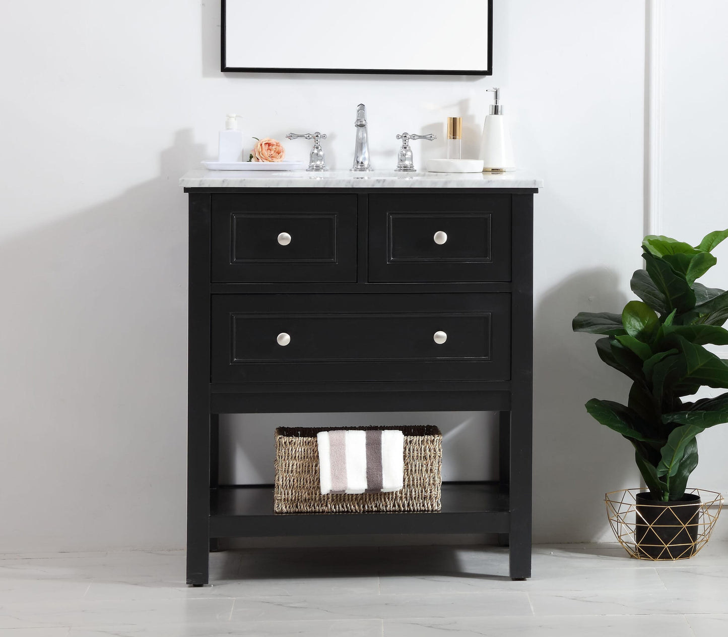 30 in. Single Bathroom Vanity Set in Black - BC2803034BK