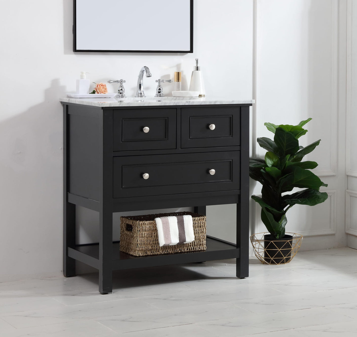 30 in. Single Bathroom Vanity Set in Black - BC2803034BK