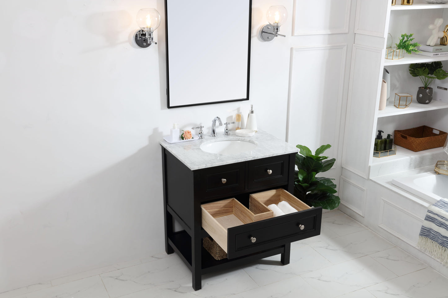 30 in. Single Bathroom Vanity Set in Black - BC2803034BK