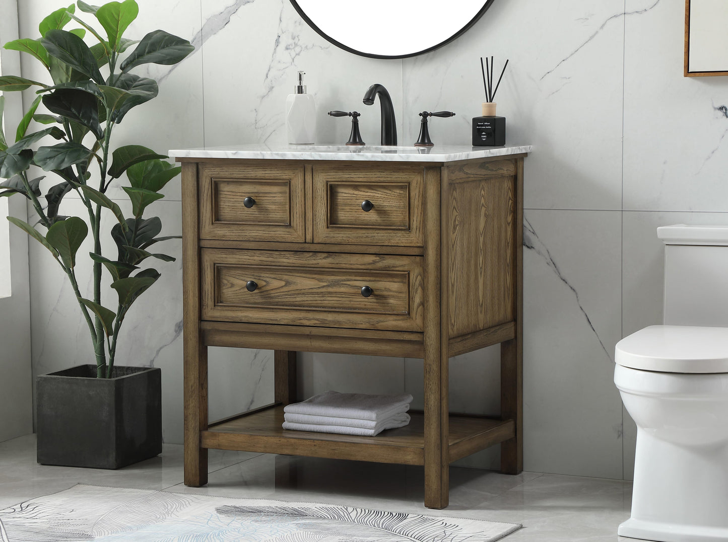 30 inch Single Bathroom Vanity in Driftwood - BC2803034DW