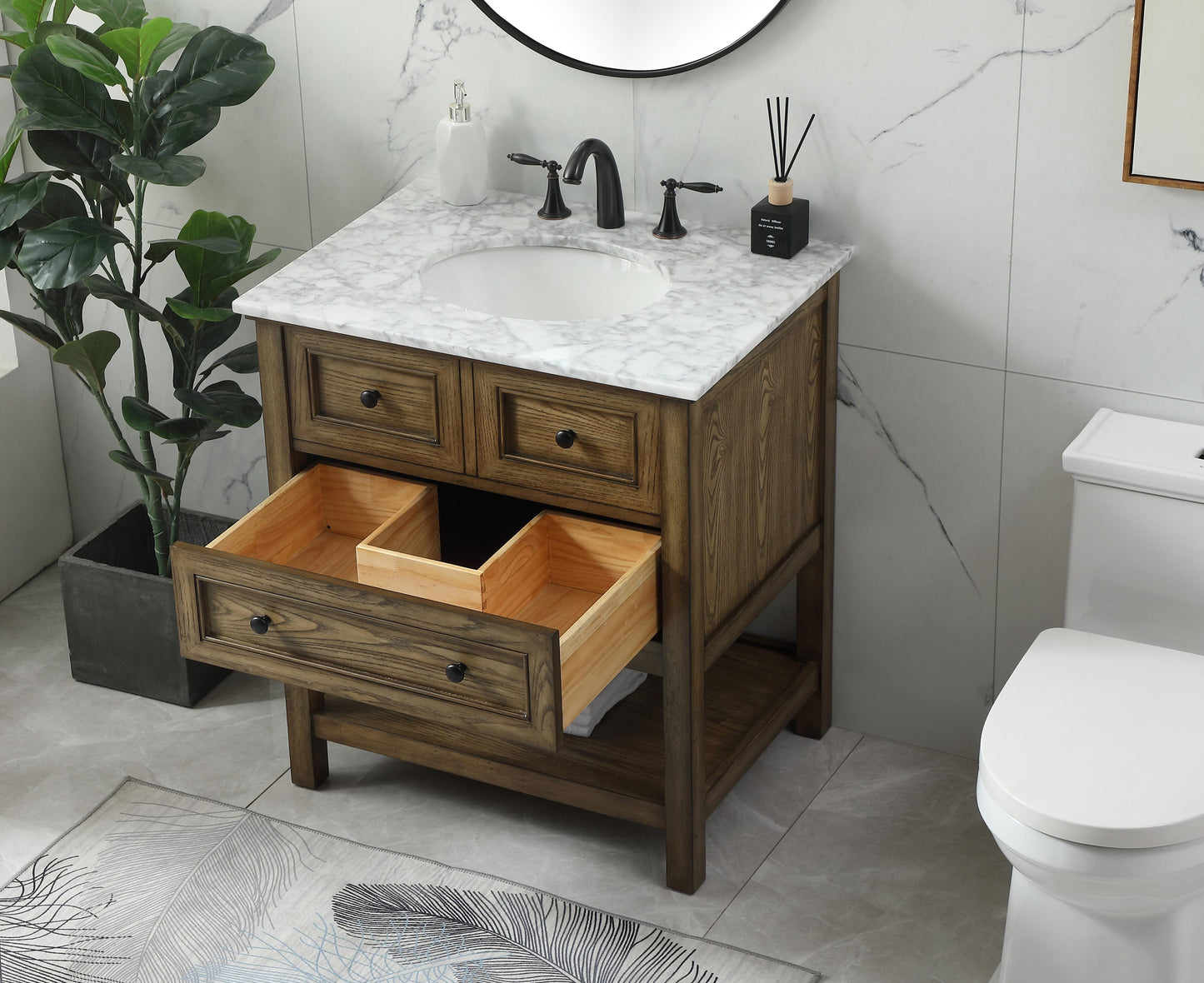 30 inch Single Bathroom Vanity in Driftwood - BC2803034DW