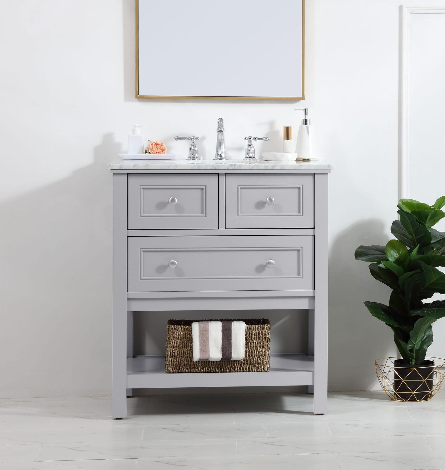 30 in. Single Bathroom Vanity Set in Grey - BC2803034GR