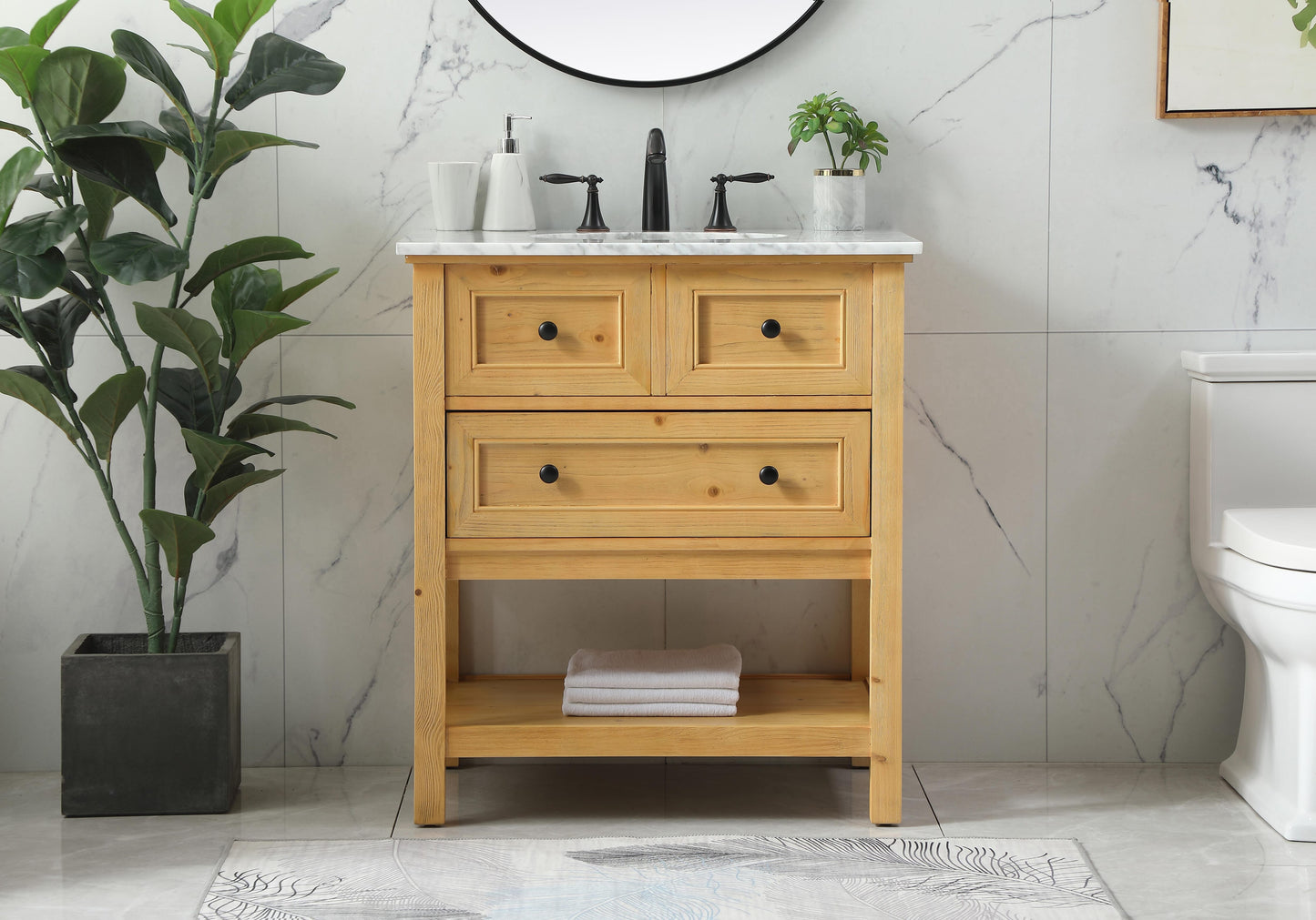 30 inch Single Bathroom Vanity in Natural Wood - BC2803034NW