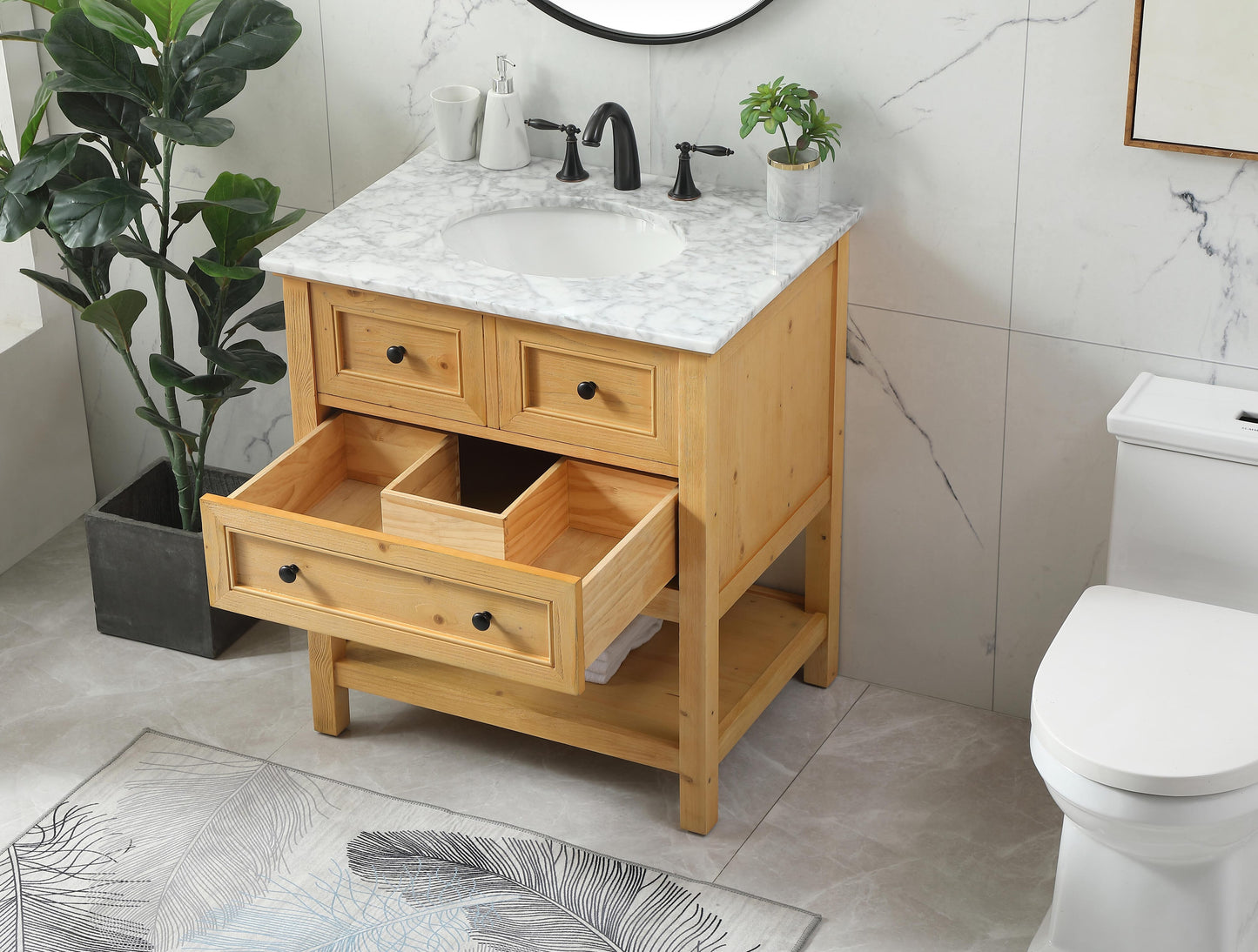 30 inch Single Bathroom Vanity in Natural Wood - BC2803034NW