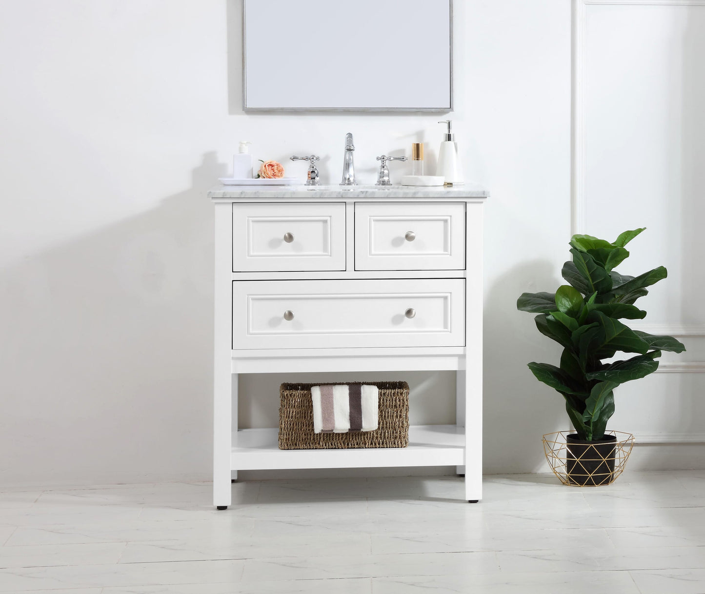 30 in. Single Bathroom Vanity Set in White - BC2803034WH