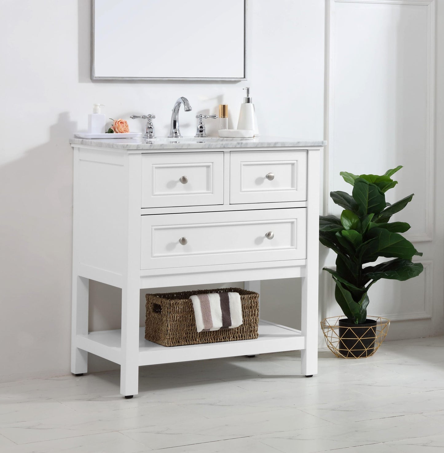 30 in. Single Bathroom Vanity Set in White - BC2803034WH